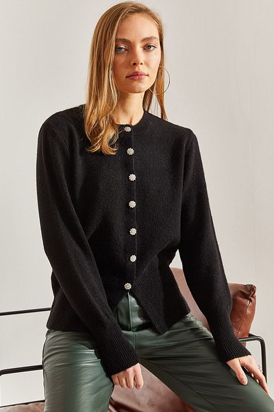Bianco Lucci Women's Knitwear Cardigan - Buttoned Design