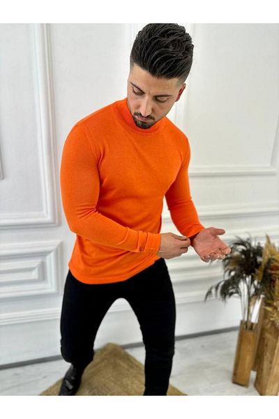elkumoda Pulover de tricotaj slim cu gât înalt - bumbac natural anti-pilling