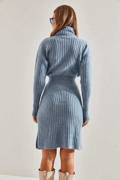 Bianco Lucci Rochie de damă cu gât cu gât cu talie elastică
