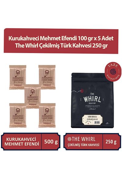 Mehmet Efendi Mehmet Efendi Kurukahveci - 100gr x 5 Pieces and The Whirl Ground Turkish Coffee 250gr
