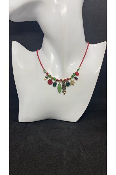 Porsuk Alternatif قلادة نسائية مصنوعة يدوياً من الزجاج التشيك مع جهاز نحاسي