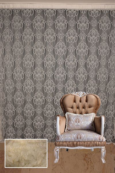 AKÇA TEKSTİL SPIDER MODEL CREAM COLOR ROPE CURTAIN READY BUTTONS STITCHED ROPE CURTAIN 300*280 cm