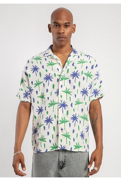 Catch Unisex Comfortable Fit Shirt Palm Patterned 1480-24