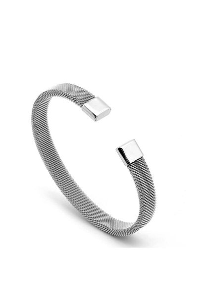 Chavin Braid Gray Handcuff Design Steel Men's Bracelet Eh04by