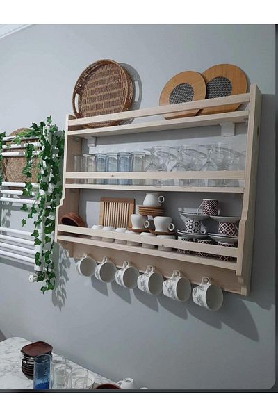 narım Wooden Terek Wall Shelf 60X50Cm