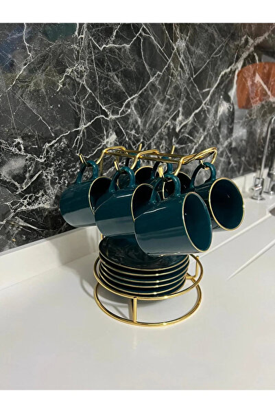 AŞKIN RENGİ Tabaklı Fincan Askılığı Tezgah Üstü & Tabaklı Fincan Kupa Bardak Standı 6'lı