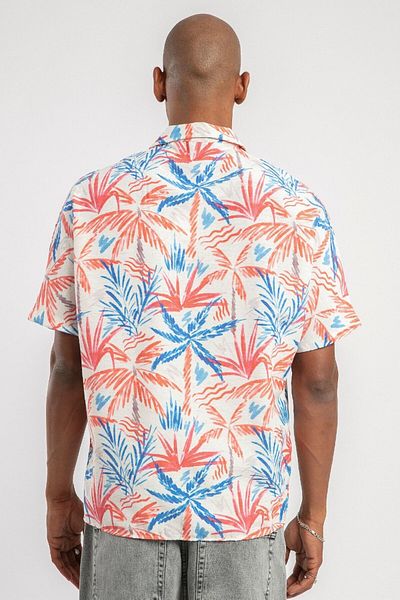 Catch Unisex Comfortable Fit Shirt Red Floral Patterned 1480-24
