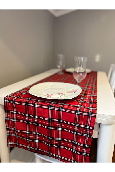 DADA UNIVERSAL Christmas New Year Plaid Pattern Runner Tablecloth Placemat 40x170cm