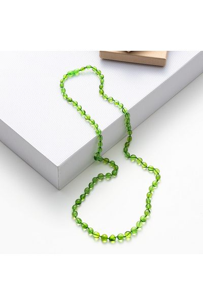 Amber by Mazukna Green Drop Amber Necklace - Free Cut, 45 Cm, Teen and Adult, Certified