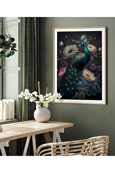 HOMEPACK Tekli Çerçeveli Tablo Tavuskuşu Seri Poster Tablo TK/240