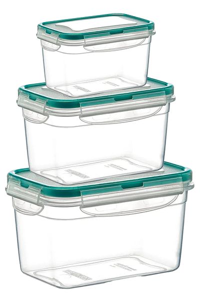 Emofom (SET OF 3) Fresh Box Deep Rectangular 700 - 1300 - 2400 ml Airtight Storage Container & Lunch Box