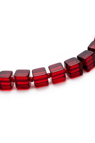 Amber by Mazukna Red Flexible Line Cube Cut Bracelet - Teen and Adult Certified