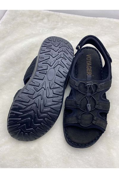Voyager 4722 Sandale negre din piele naturală nubuck