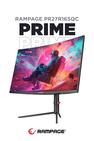 Rampage Prime Pr27R165Qc 27 165Hz 1Ms Csot Va Qhd 2K Freesync Rgb Pivot Pc Curved Gaming Monitor