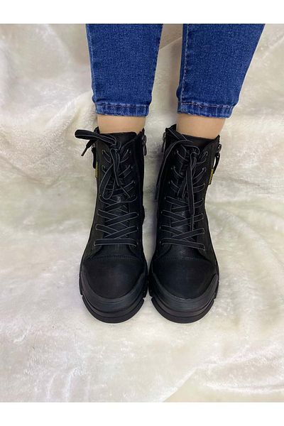 Voyager Γυναικείες μπότες Real Crayz Leather Black Zipper (B8)