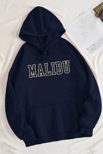 Rokeby Βαμβακερό Oversize Malibu με στάμπα καγκουρό με κουκούλα μπλέ μπλουζάκι με κουκούλα