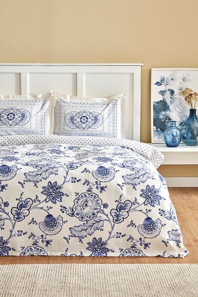 Karaca Home Amar Blue 100% Cotton Double Pique Set