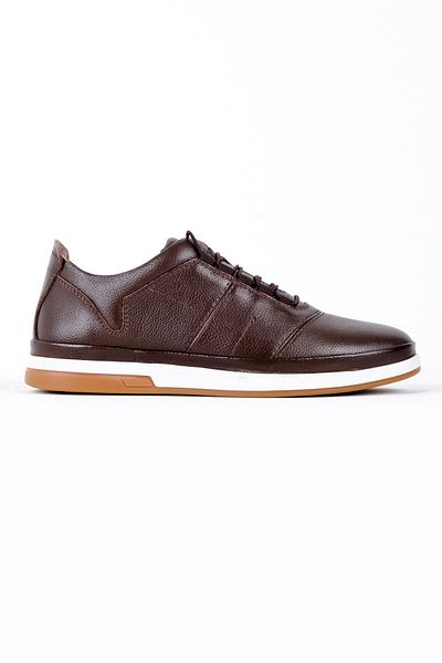 Lal Shoes & Bags Мъжки ежедневни обувки с връзки от естествена кожа - кафяви