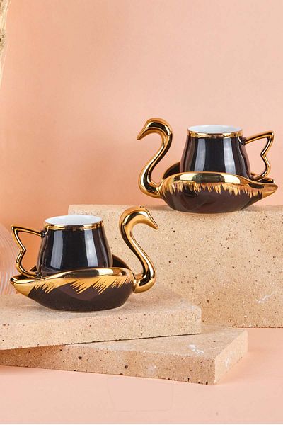 SepetçiBaba Swan 2 Piece Cup Set Black
