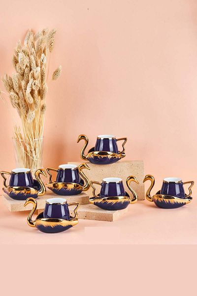SepetçiBaba Swan 6 Cup Set Navy Blue