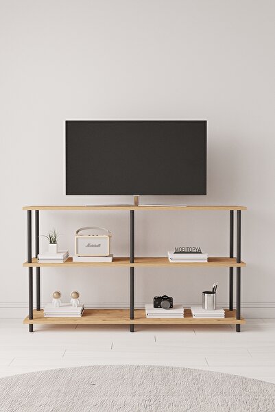 Mobitopya Çevir Kur 150 Cm Atlantik Çam Raflı Tv Sehpası, Tv Ünitesi 150*75*29 Cm