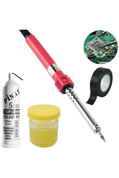 yunuskayatek 4 Lü Lehim Seti 40W Lehim Makinası Havya Kalemi Tel Pasta Elektr...