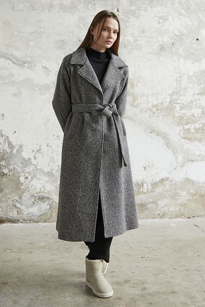InStyle Eira Belted Pocketed Cashmere Παλτό - Μαύρο