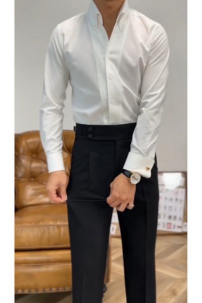 town walker Pantaloni pentru bărbați cu talie înaltă tăiate italian