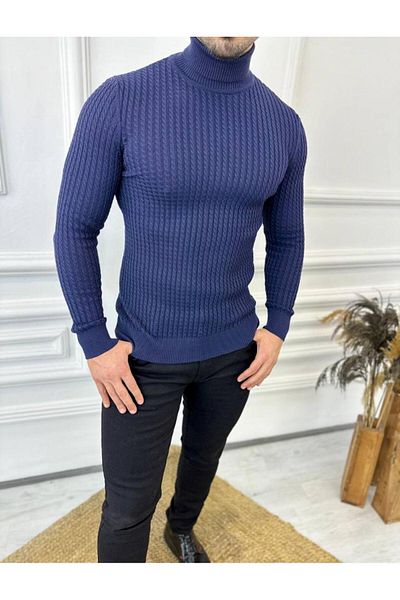 elkumoda Пуловер Slim Fit, не надраскващ трикотаж от естествен памук, водолазка, пуловер с висока яка