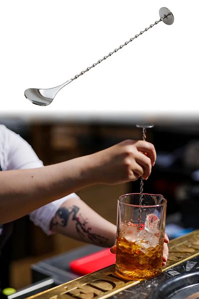 Binbirreyon Professional Disc Cocktail Mixing Spoon Twisted Stainless Steel Long Spoon 28cm Ra092