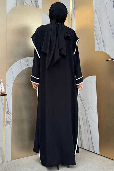 Bym Fashion Διπλό Σετ Γιλέκο και Φόρεμα με Λεπτομερές Σχιστό 8485 Μαύρο