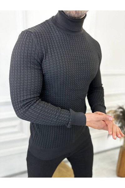 elkumoda Sweater Slim Fit Non-Pilling Natural Cotton Knitwear Turtleneck Turtleneck Sweater