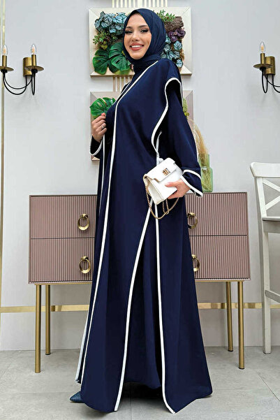 Bym Fashion Σετ διπλό γιλέκο και φόρεμα με λεπτομερή σχίσιμο κουμπιών 8485 Navy Blue