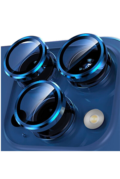 Powerfox Iphone 14 Pro/14 Pro Max Uyumlu Titanyum Mavi Kamera Lens Koruyucu(3...