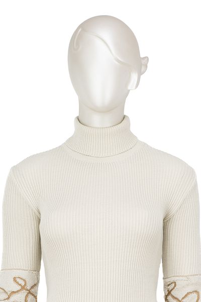 Oppland Mâneci de iarnă pentru femei, cu mărgele elegante, decolteu cu gât complet, tricotaje tricotate, pulover Badi