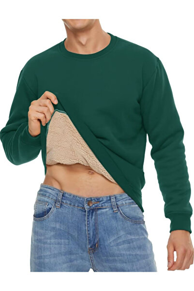 GHASSY CO. Ghassy Co. Men's Ultra Thermal Sherpa Plush Lined Crew Neck Sweatshirt