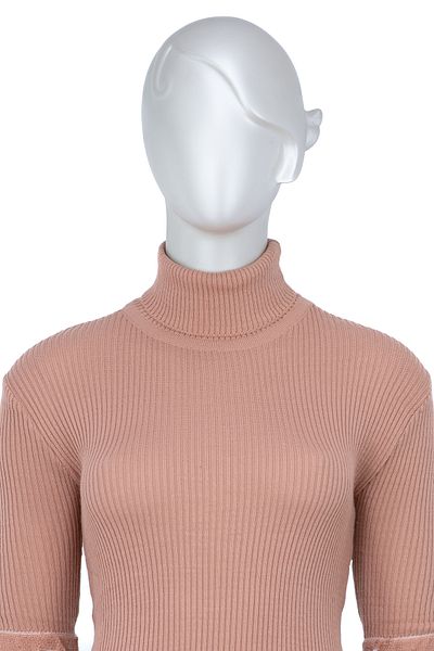 Oppland Mâneci de iarnă pentru femei, elegant, cu mărgele, guler broat țestoasă, îmbrăcăminte tricotată montată, pulover Badi