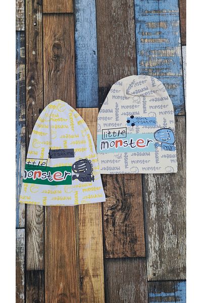 Esterella Baby Boy /monster Written/ Baby Hat-beret/combed cotton Hat 2 Pieces