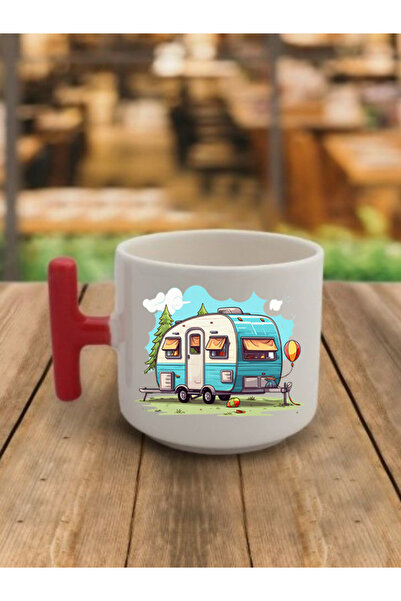 lili hediyelik Caravan Themed Coffee Cup Ceramic Mug - Ceramic Tea, Coffee Gift Cup