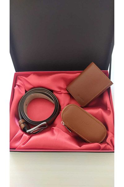 Grande 1414 Genuine Leather Men Wallet Hky High Quality Keychain Men's Set