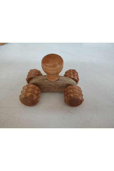 hagiki (Set of 3) Wooden Massage Set, 1 Back Scratching and 2 Wheeled Massage Tool