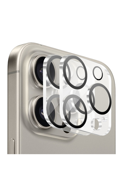 Buff Labs Buff iPhone 15 Pro Max / 15 Pro Kamera Lens Koruyucu Şeffaf 2 Adet