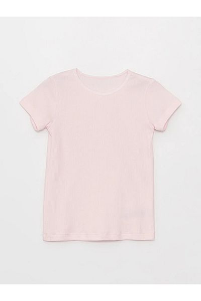 LC Waikiki LCW Kids Crew Neck Self Patterned Short Sleeve Girl's Undershirt
