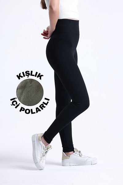 herşeygidiyor Colanți tricotați din oțel interlock cu corset cu talie înaltă, negri, de iarnă, cu fleece în interior, fără lenjerie intimă
