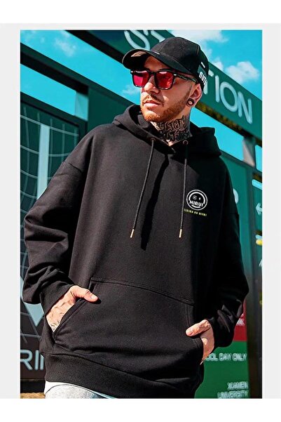 Touz Moda Світшот з капюшоном Street Wear Alien Rabbit Oversize Unisex чорний