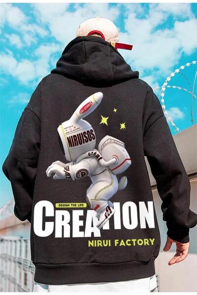 Touz Moda Світшот з капюшоном Street Wear Alien Rabbit Oversize Unisex чорний