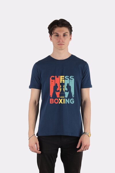 DOT للجنسين تي شيرت الشطرنج الملاكمة خمر الرجعية الأساسية