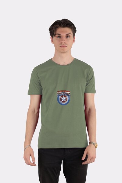 DOT تي شيرت للجنسين بشعار كابتن أمريكا