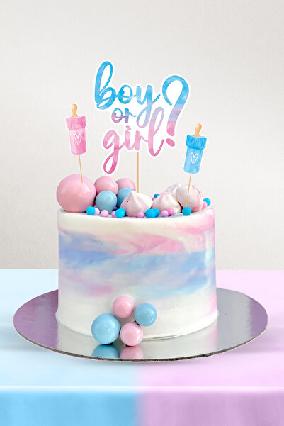 Hey Parti Cinsiyet Partisi Temalı Boy Or Girl 3'lü Pasta Süsü