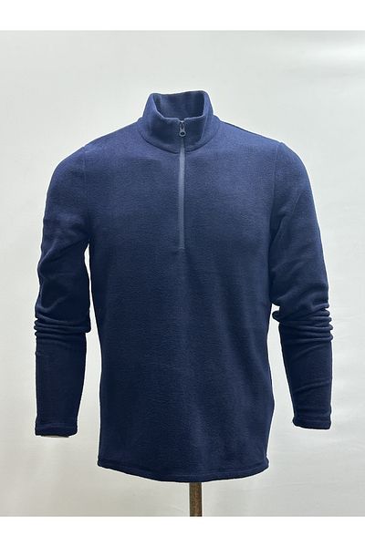 NJM SPORT WEAR Ανδρικό Fleece Navy Blue Anti-pilling Μη κολλώδες γιακάς Ψυχρό ανθεκτικό Fleece Μισό φερμουάρ